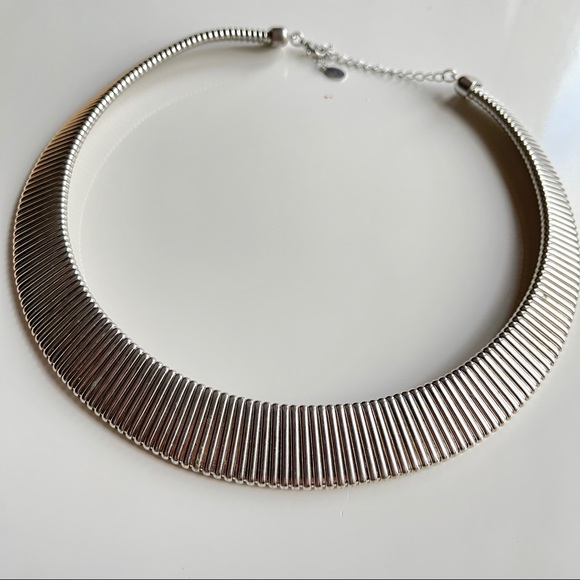 Aldo Jewelry - ALDO Omega Ribbed Choker Necklace Flexible Silver Tone 18 inches
